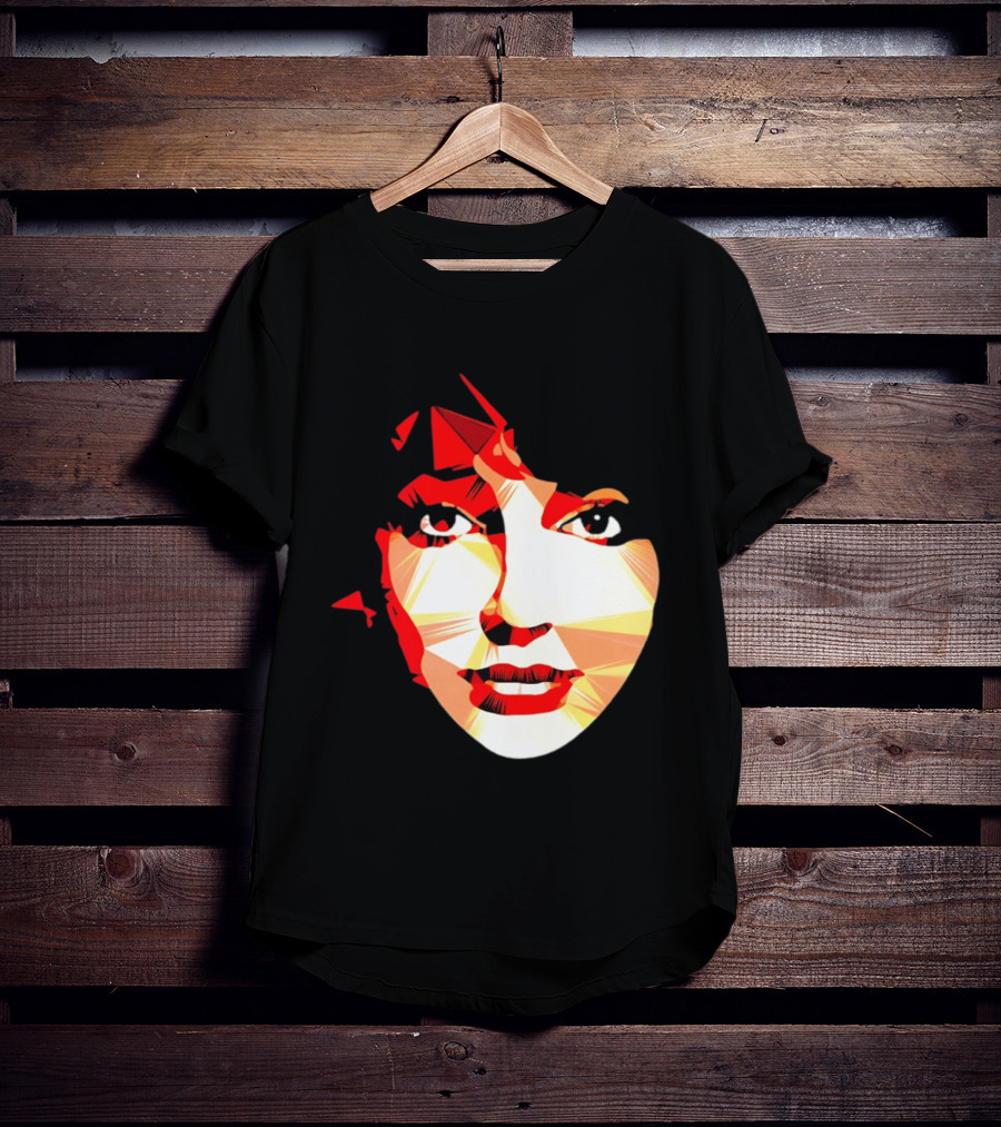 Kate Bush Geometric Pop Singer Red Orange Faceted T-Shirt