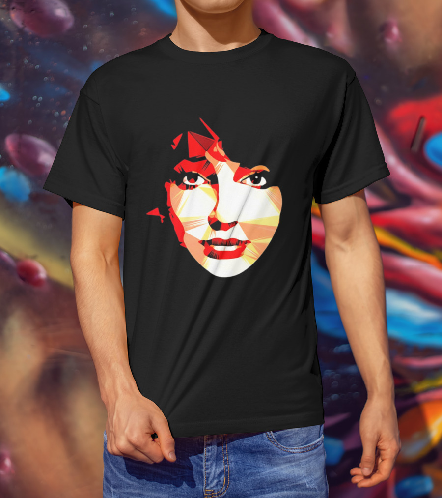 Kate Bush Geometric Pop Singer Red Orange Faceted T-Shirt