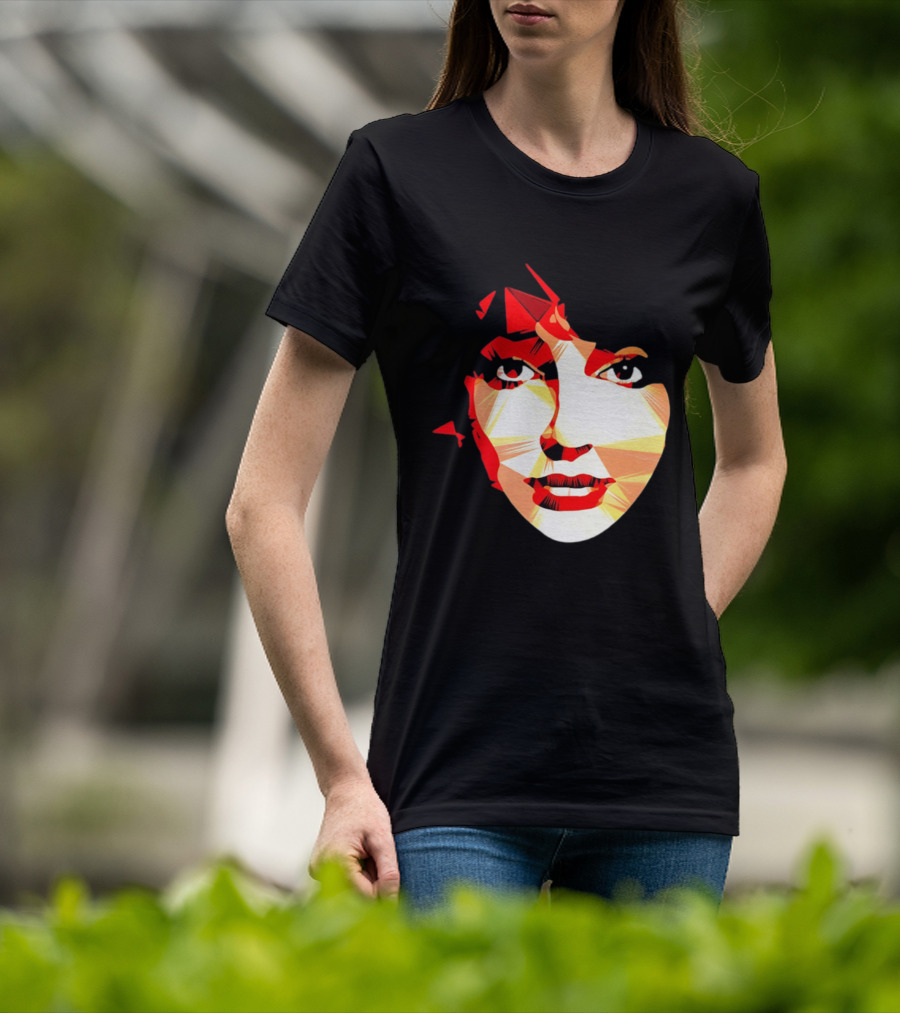 Kate Bush Geometric Pop Singer Red Orange Faceted T-Shirt