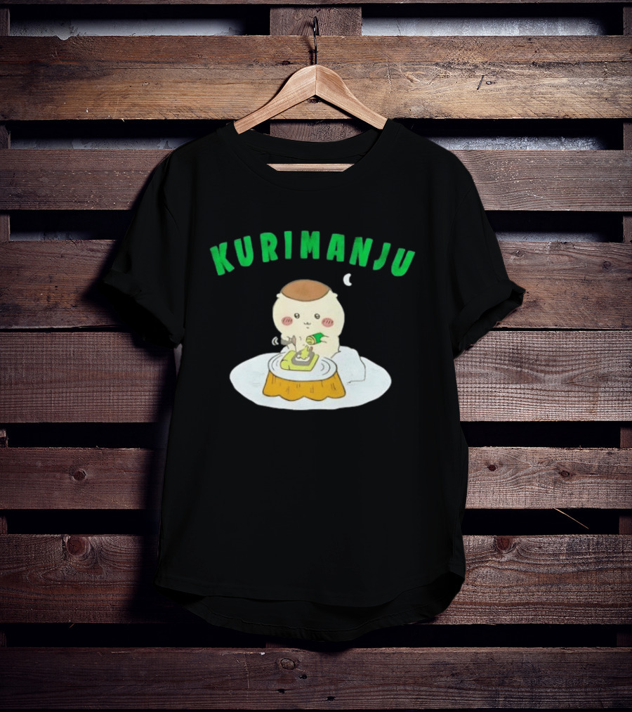 Kurimanju Chiikawa Eating At Night On Tree Stump T-Shirt