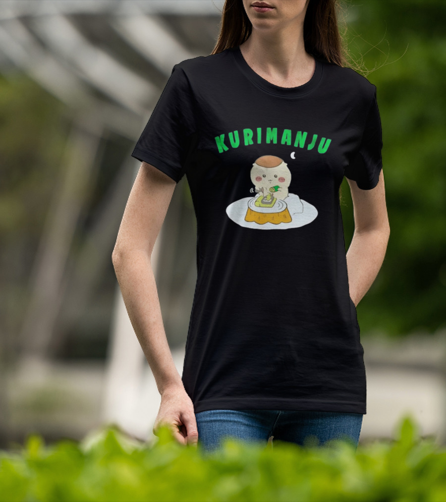Kurimanju Chiikawa Eating At Night On Tree Stump T-Shirt