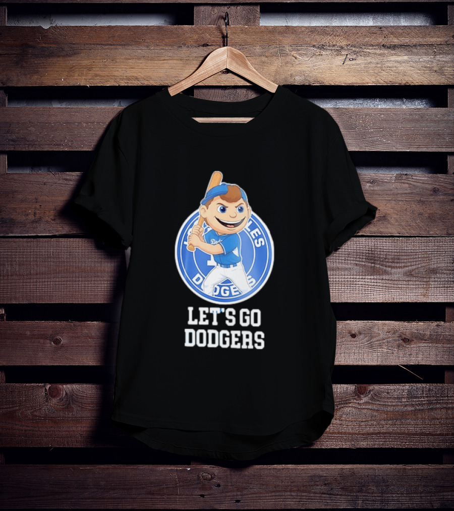 Los Angeles Dodgers Let's Go Dodgers Cartoon Character Baseball Bat T-Shirt