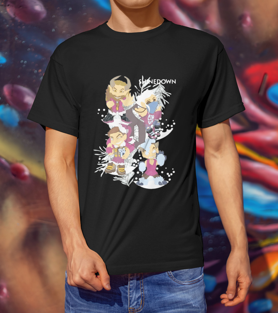 Shinedown Chibi Band Members Holiday Christmas Decor T-Shirt