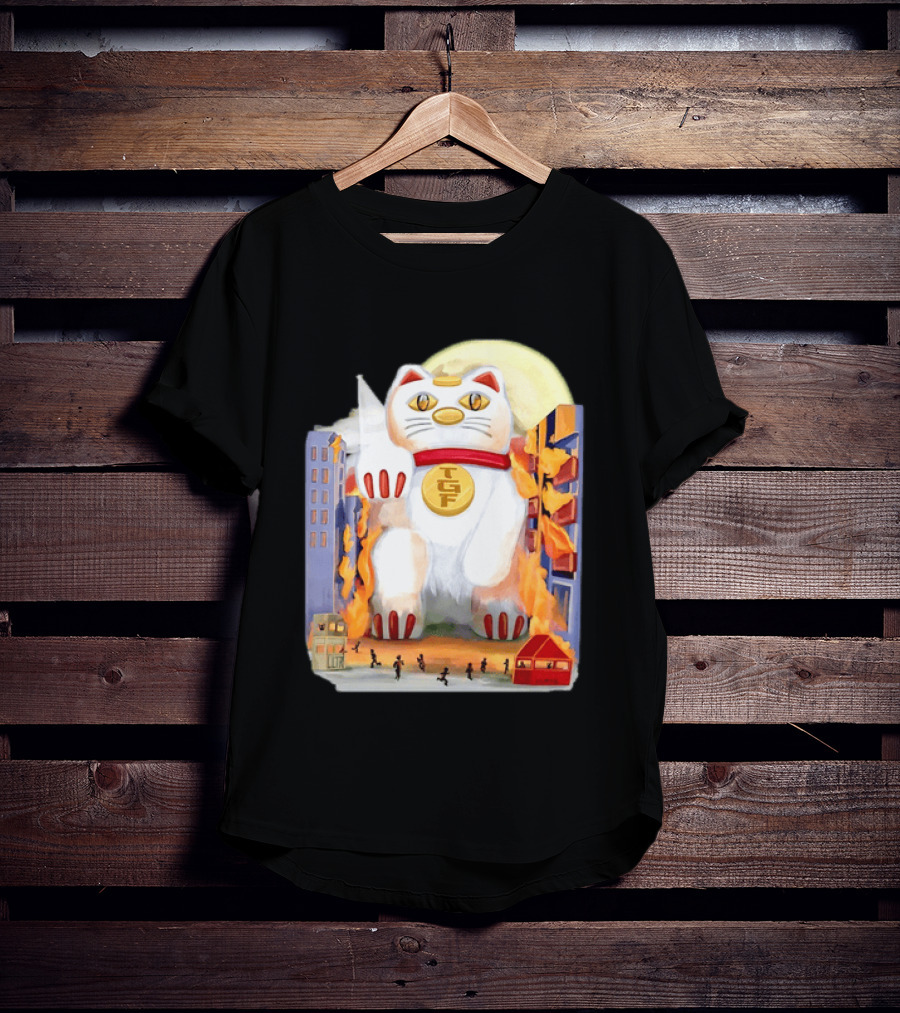 TGF Lucky Cat Maneki Neko Giant Cat City Destruction T-Shirt