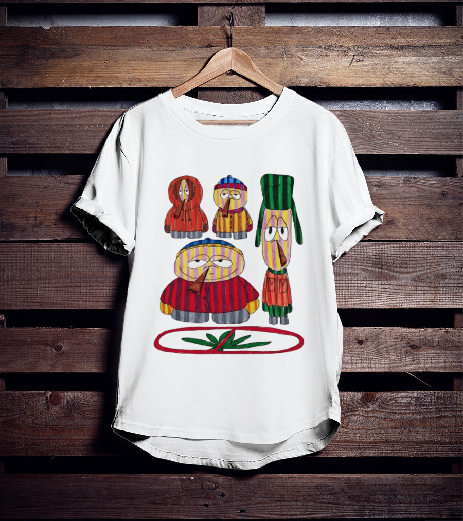 Cartman Stan Kyle Kenny South Park Characters Smoking No Weed Prohibition T-Shirt