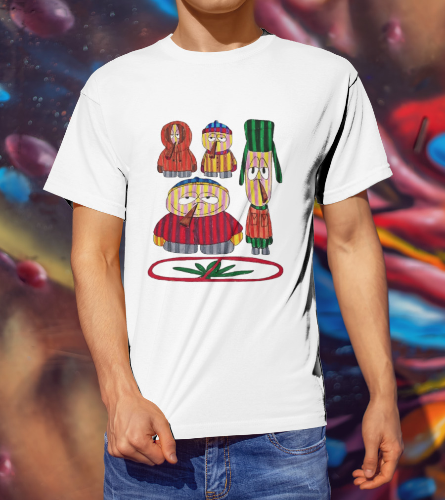 Cartman Stan Kyle Kenny South Park Characters Smoking No Weed Prohibition T-Shirt