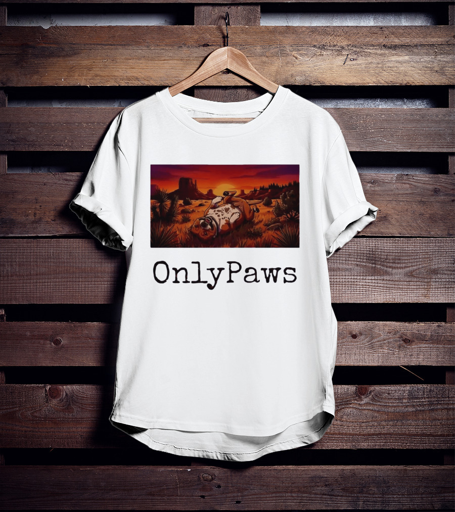 Desert Sunset Playful Pit Bull OnlyPaws Scenic Wonderland T-Shirt