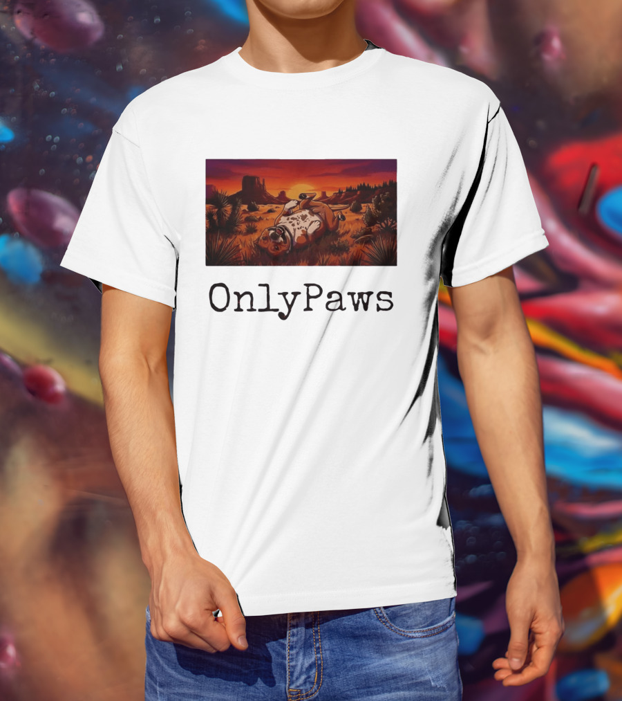 Desert Sunset Playful Pit Bull OnlyPaws Scenic Wonderland T-Shirt