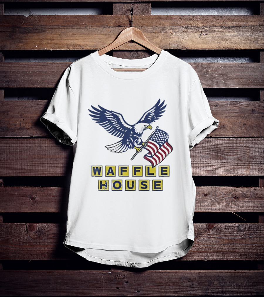 Waffle House Eagle Holding American Flag T-Shirt