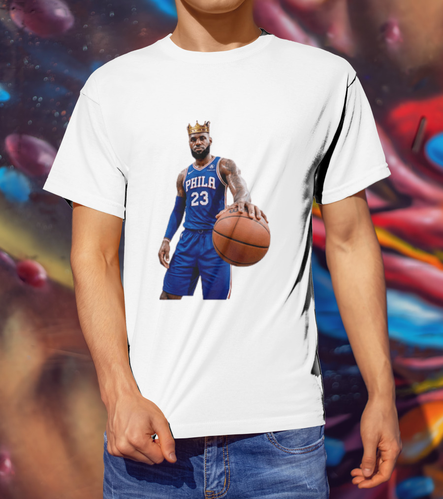 LeBron James King Crown Dribbling Philadelphia 76ers Basketball Player 23 Phila T-Shirt