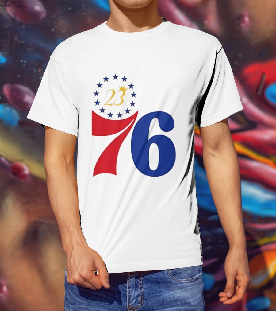 LeBron James 23 Philadelphia 76ers Inspired Number Stars T-Shirt