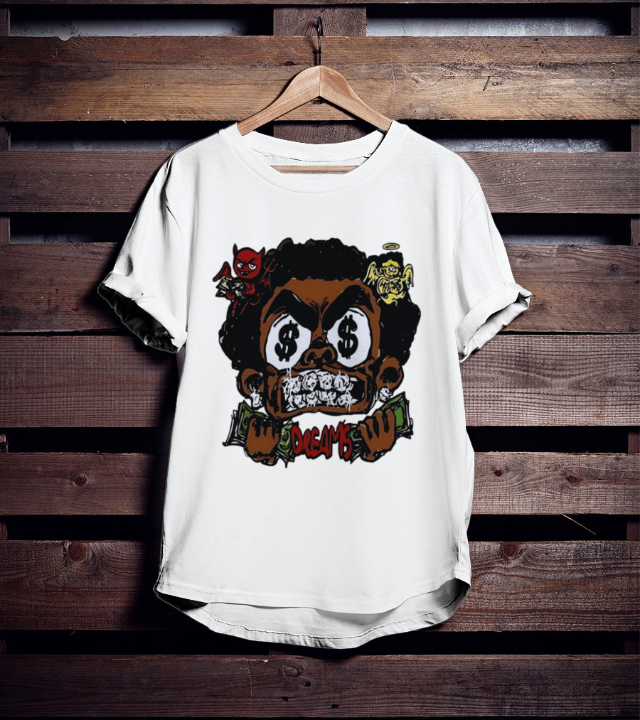 Dreams Money Cartoon Streetwear Dollar Eye Angel Devil T-Shirt