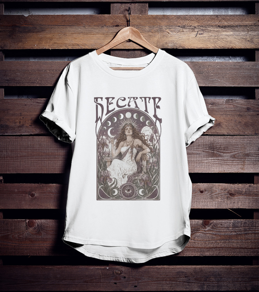 Hecate Goddess Moon Phases Magic Feminist Witch Pagan Crossroads Key Goth Grunge T-Shirt