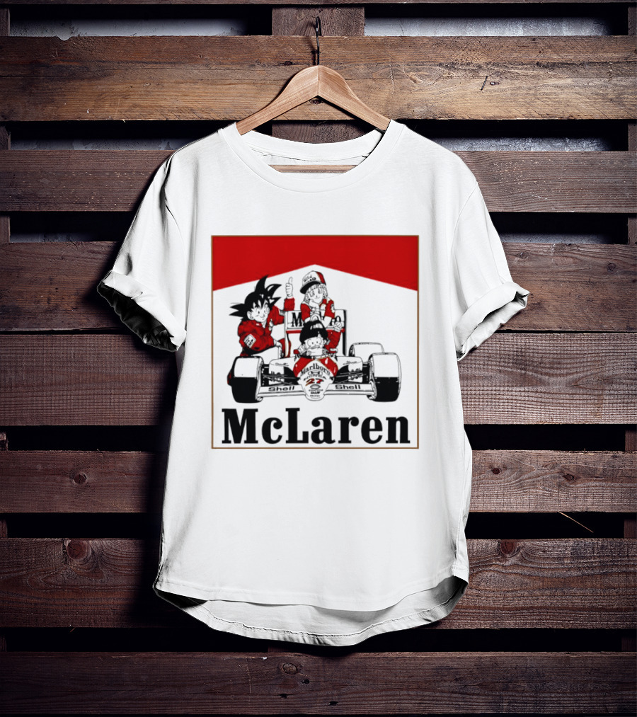 Goku Bulma Senbei McLaren Honda Marlboro Shell 27 Anime Racing Team Formula 1 T-Shirt