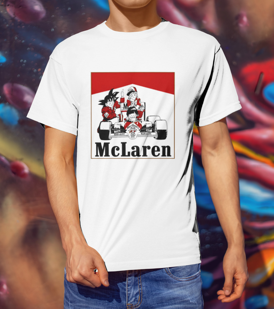 Goku Bulma Senbei McLaren Honda Marlboro Shell 27 Anime Racing Team Formula 1 T-Shirt