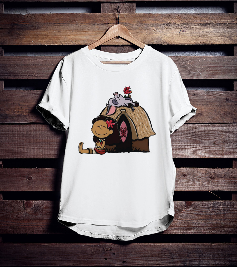 Moana Pua Heihei Peanuts Doghouse Cartoon T-Shirt