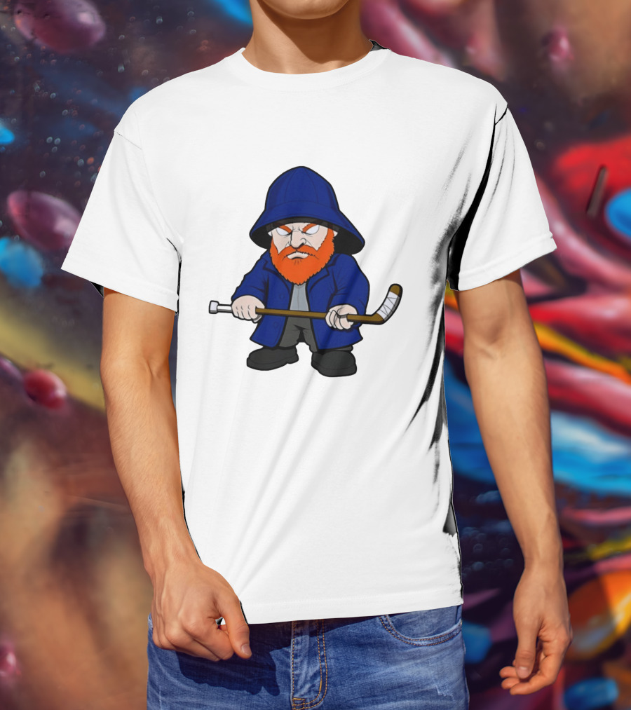 New Islanders Bearded Fisherman Cartoon Hockey Player T-Shirt