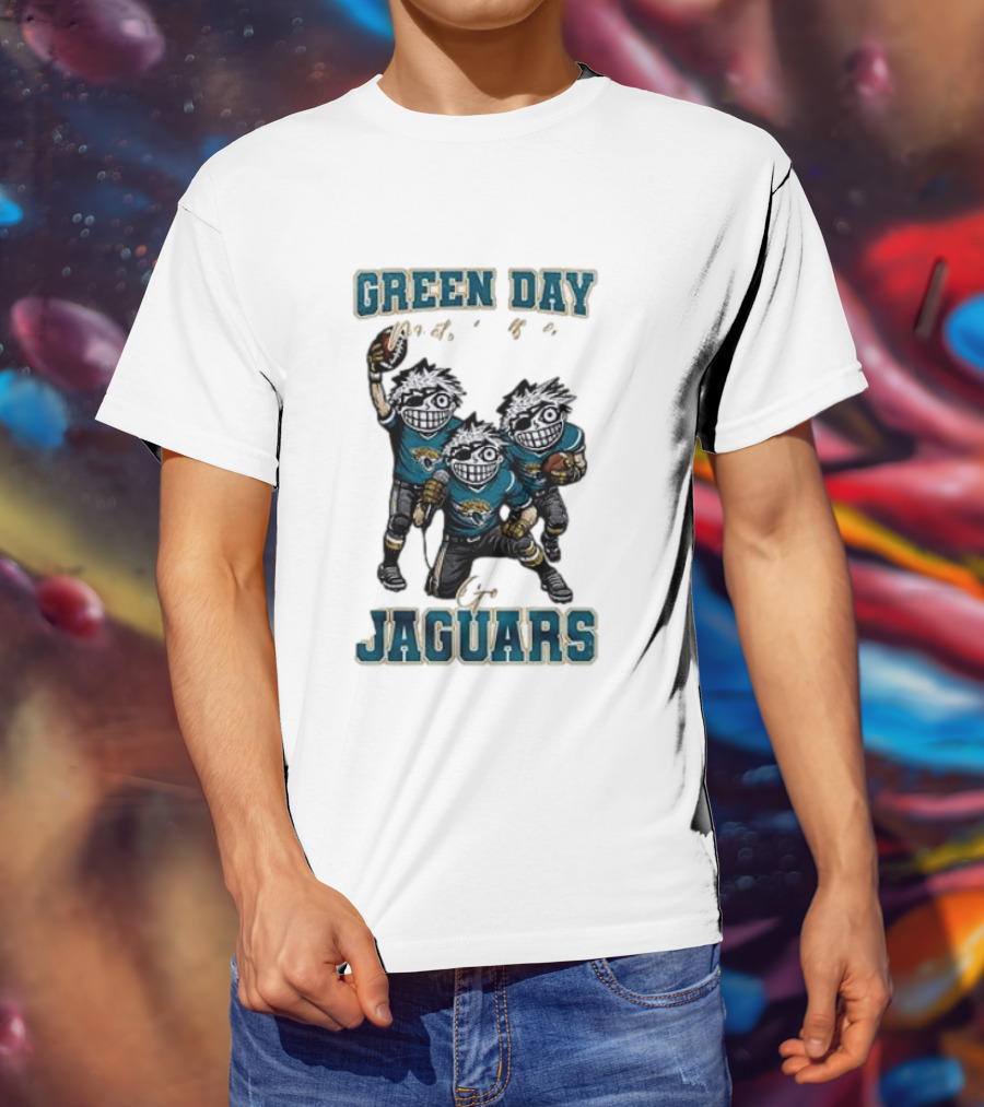 Green Day Jacksonville Jaguars Crossover With Football Characters T-Shirt