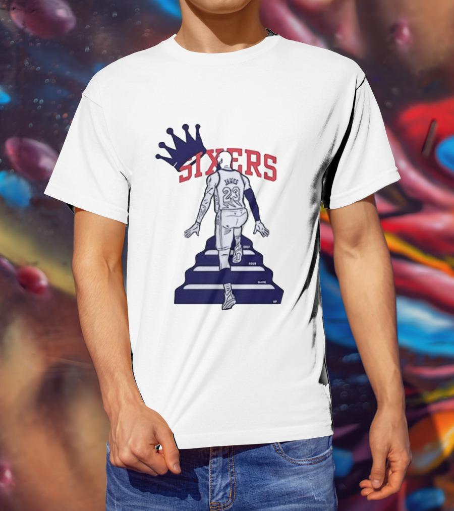 Philadelphia 76ers Sixers Lebron James Crowned Steps Silhouette 23 T-Shirt