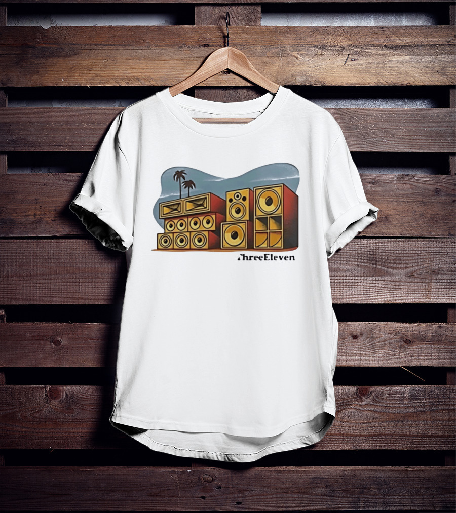 ThreeEleven Sound System Speaker Stack Reggae With Palm Trees T-Shirt