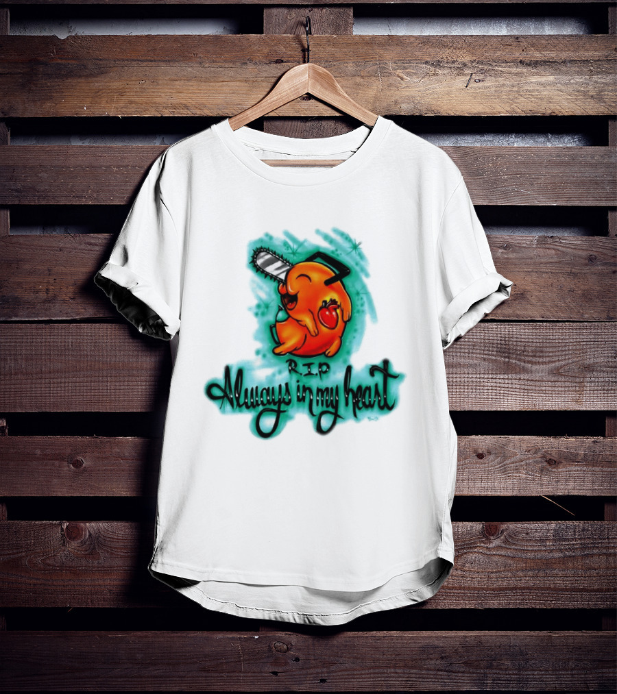 Pochita Chainsaw Man RIP Always In My Heart Memorial Anime T-Shirt
