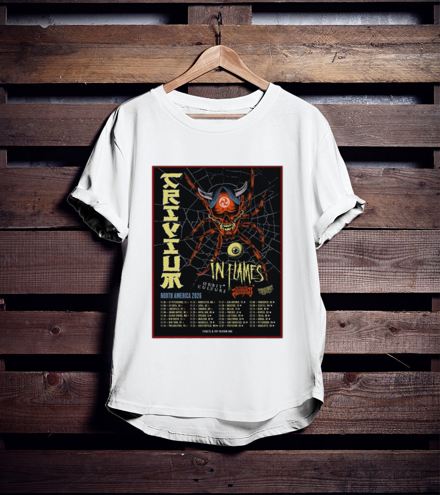 Trivium In Flames Orbit Culture Fit For An Autopsy North America 2026 Tour Dates And Locations T-Shirt