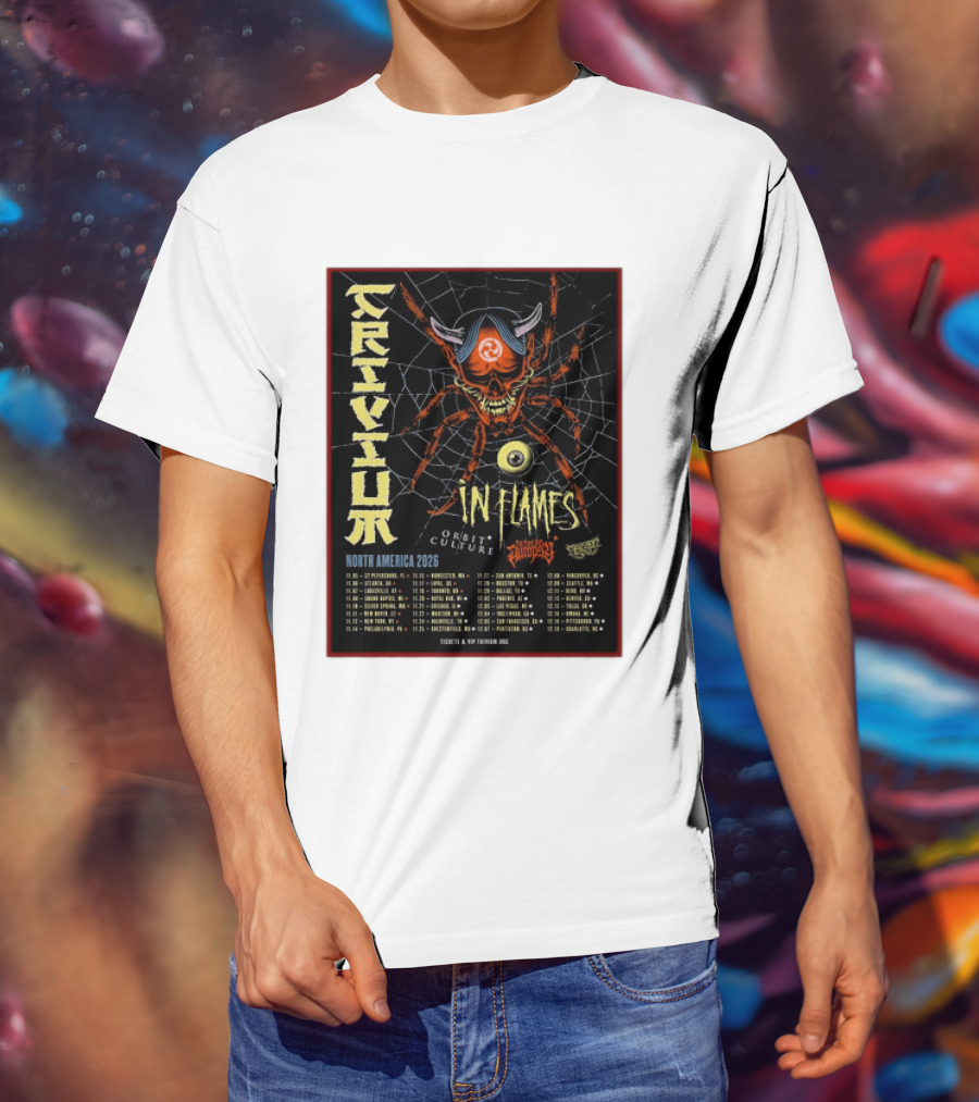 Trivium In Flames Orbit Culture Fit For An Autopsy North America 2026 Tour Dates And Locations T-Shirt