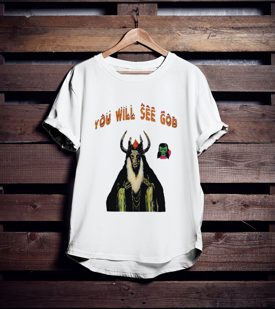 You Will See God Demon Occult Satanic Horror Green Masked Face T-Shirt