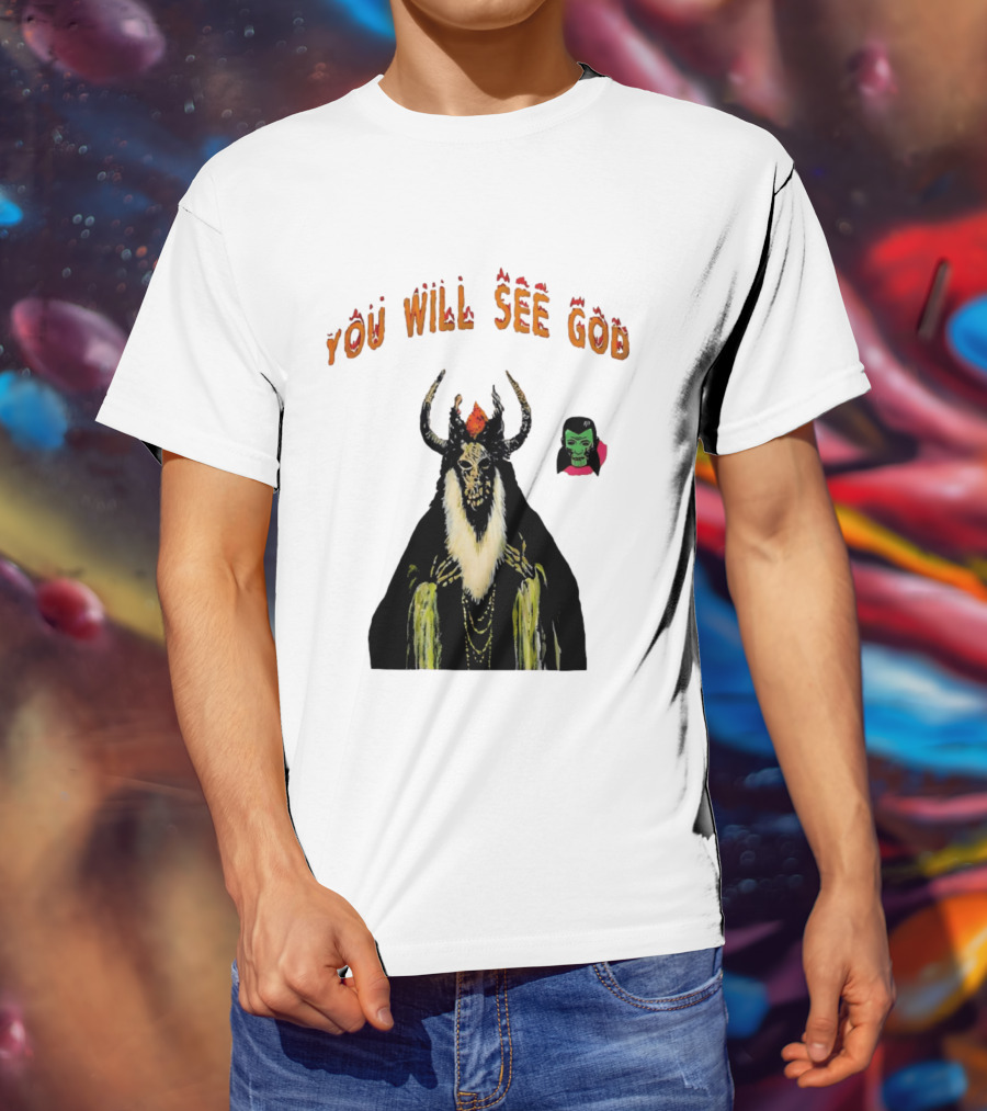 You Will See God Demon Occult Satanic Horror Green Masked Face T-Shirt