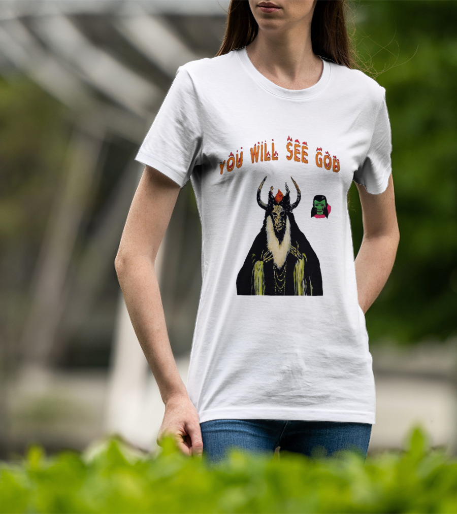You Will See God Demon Occult Satanic Horror Green Masked Face T-Shirt