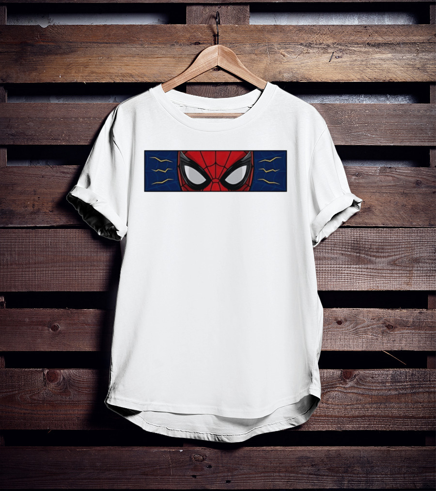 Spider Man With Great Power Comes Great Responsibility Marvel Superhero Mask Webbing T-Shirt