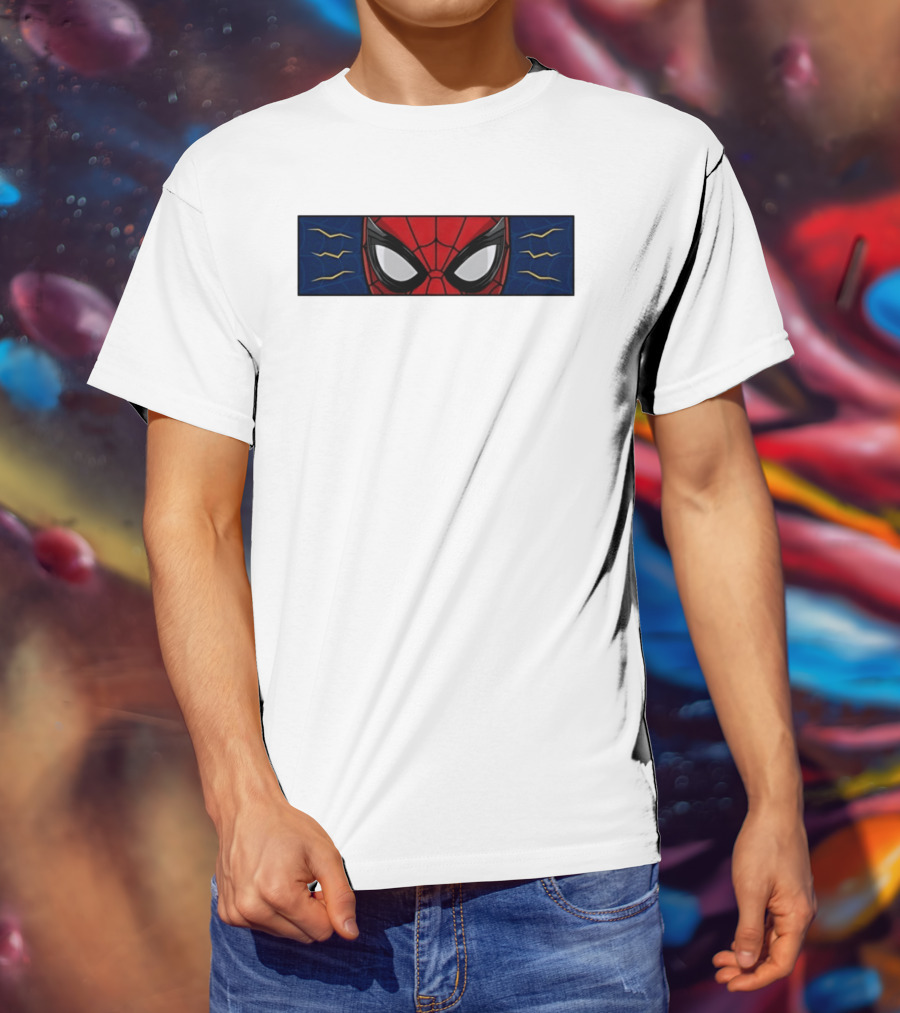 Spider Man With Great Power Comes Great Responsibility Marvel Superhero Mask Webbing T-Shirt