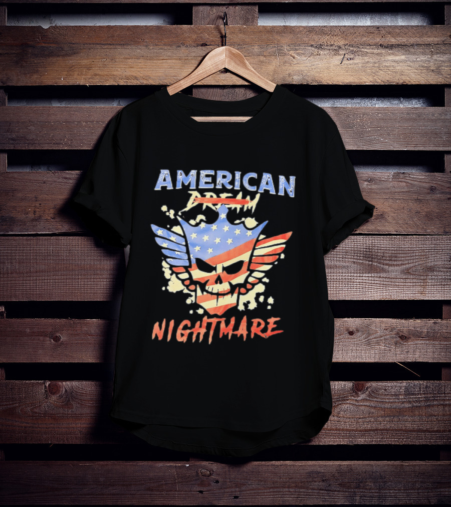 American Dream Nightmare Skull Patriotic Stars And Stripes T-Shirt