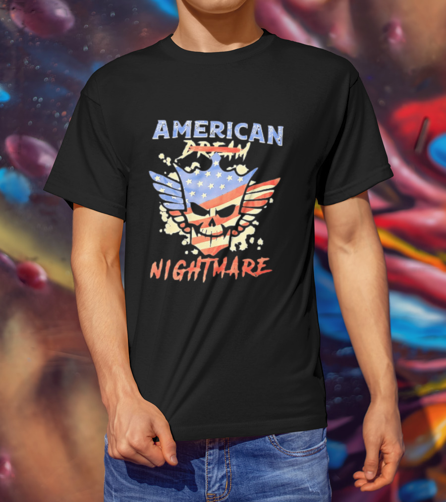 American Dream Nightmare Skull Patriotic Stars And Stripes T-Shirt