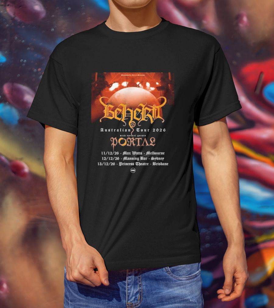 Sombre Dessein Beherit Australian Tour 2026 Special Guests Portal Tour Dates T-Shirt