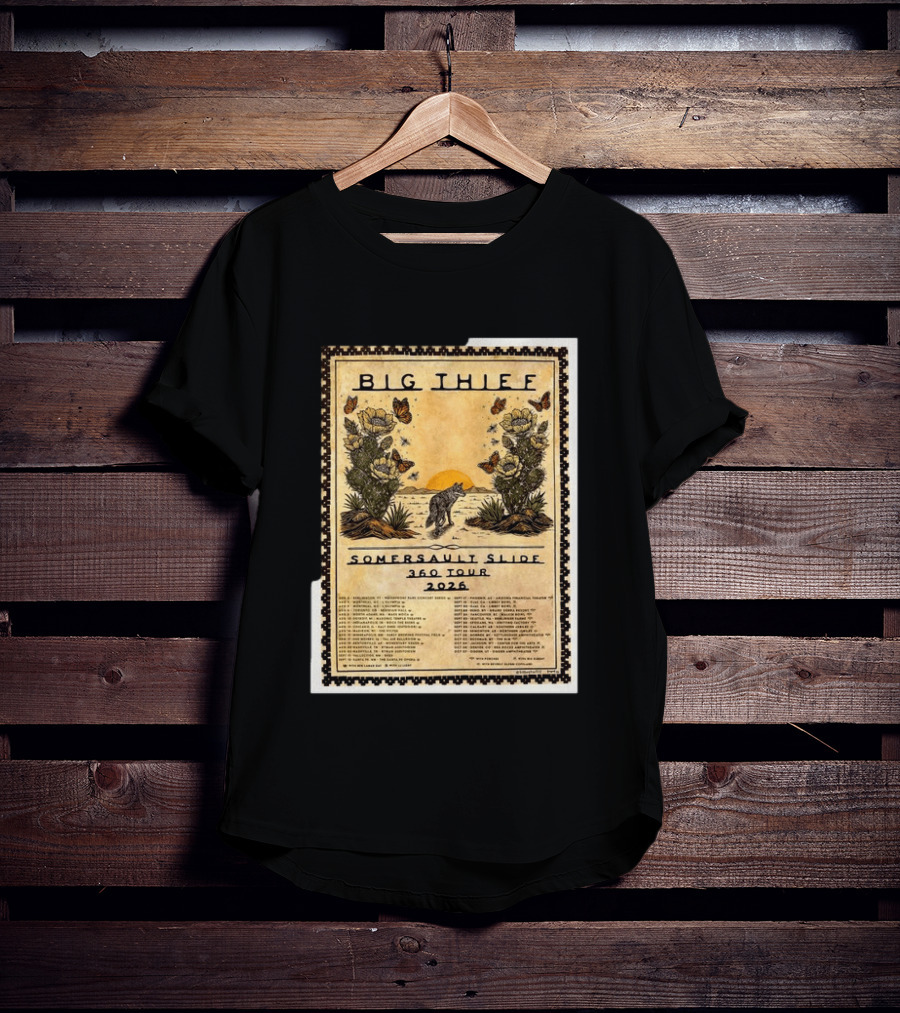 Big Thief Somersault Slide 360 Tour 2026 Wolf And Butterflies Mountain Scene T-Shirt