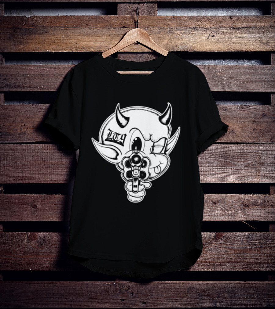 Loadthanine Store Devil Gun Horns Mask T-Shirt