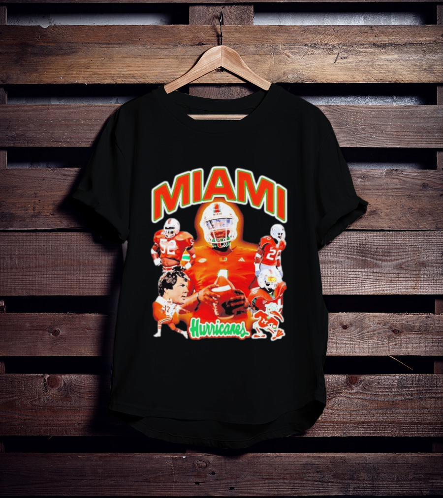 Miami Hurricanes Football Players Collage With Iconic Team Spirit T-Shirt