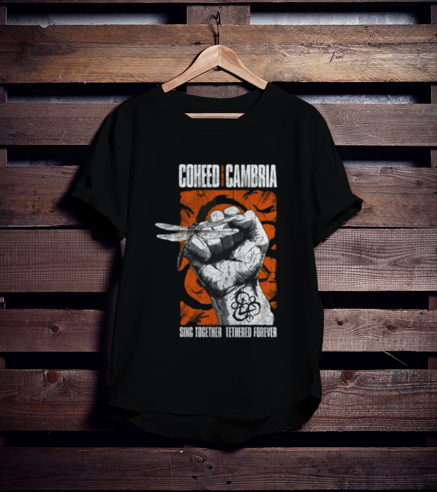Coheed Cambria Dragonfly Fist Sing Together Tethered Courier T-Shirt