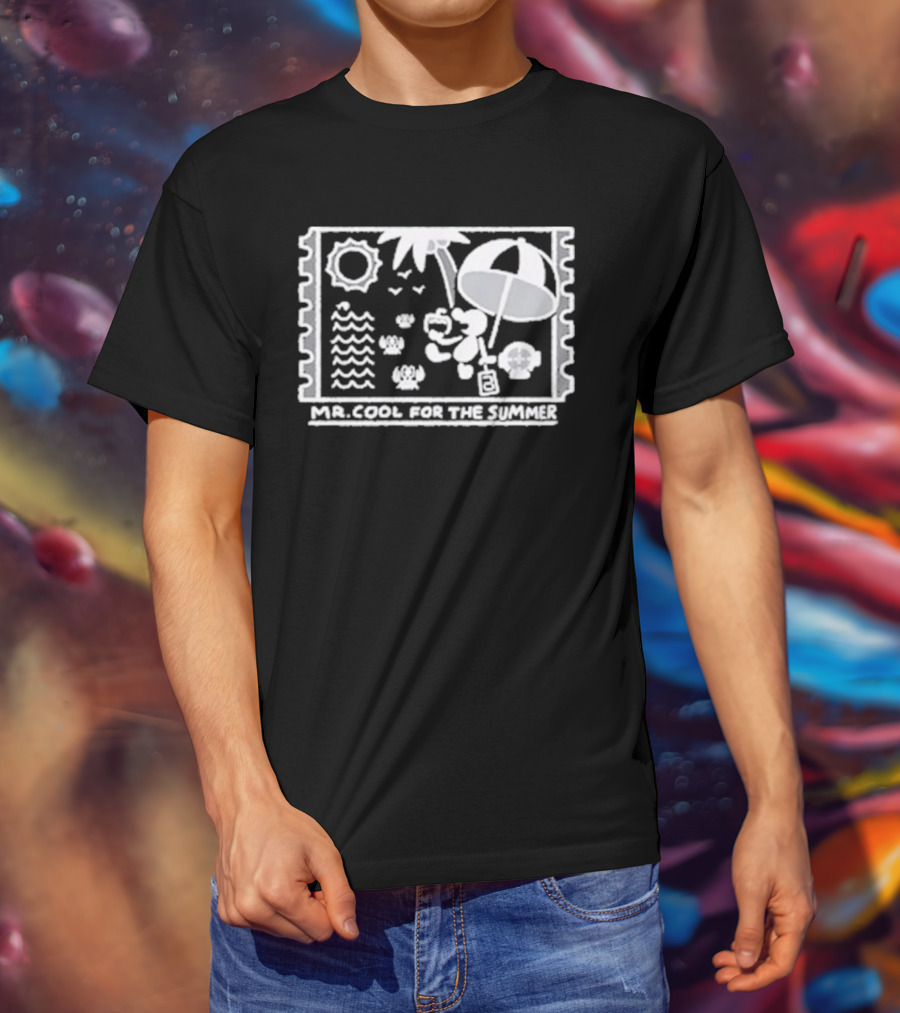 Mr. Cool For The Summer Beach Vibes Stamp Palm Tree Umbrella Sun T-Shirt
