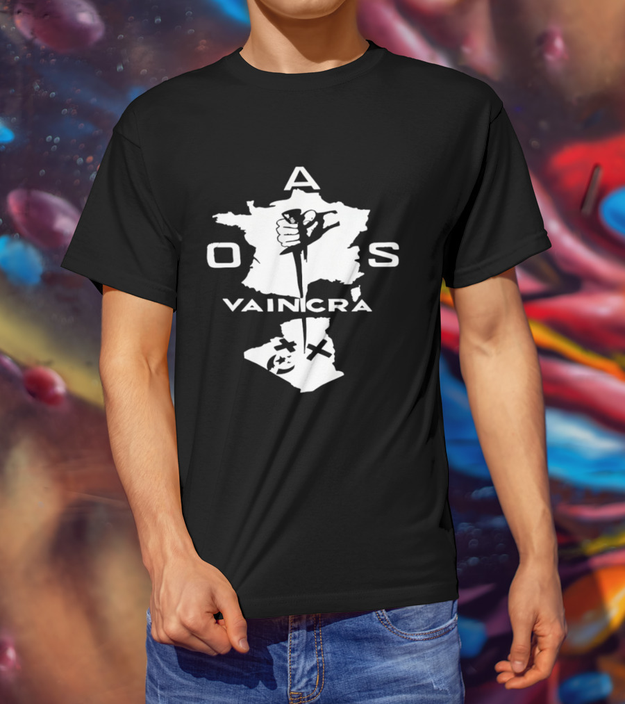 OAS Vaincra France Algeria Map Hand Dagger T-Shirt