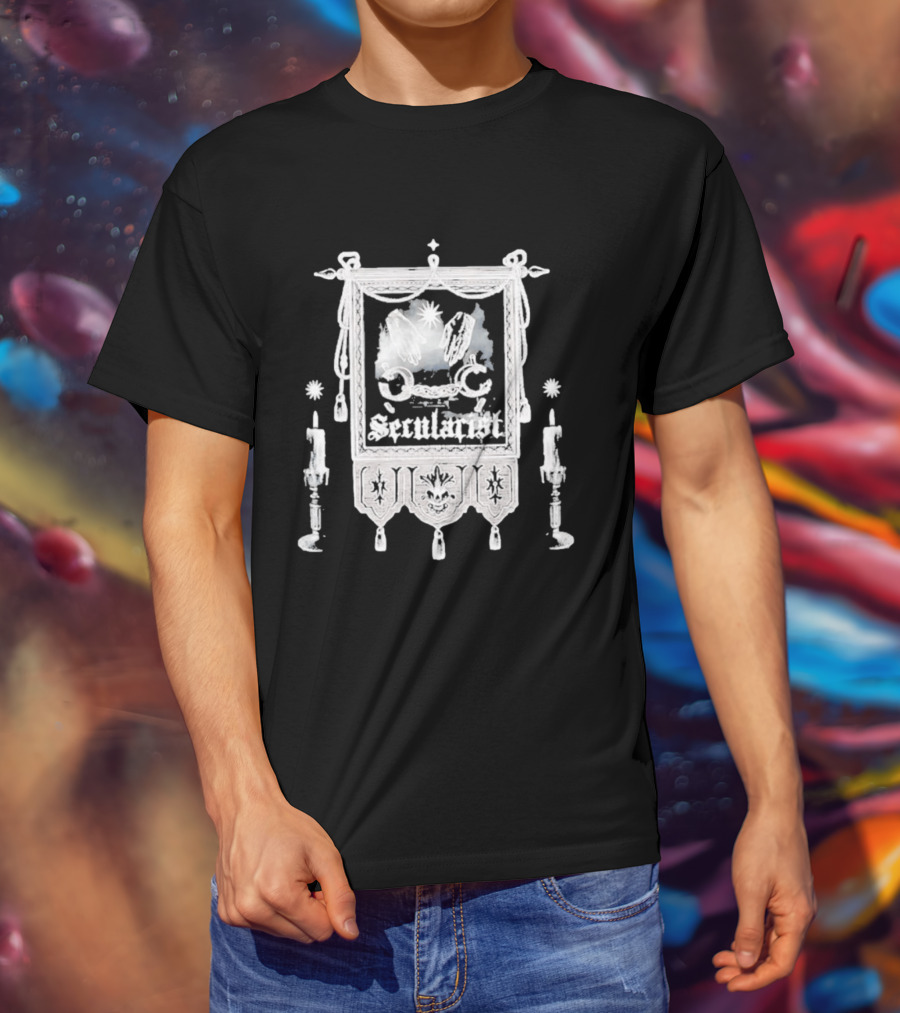 Secularist Symbolism With Chains And Wings On Tapestry T-Shirt