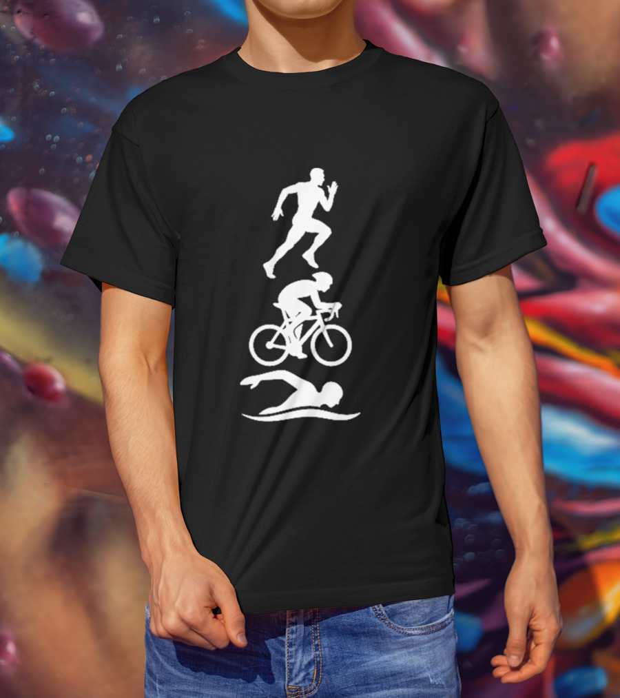 Triathlete Swim Bike Run Iconic Silhouette Athlete Training T-Shirt