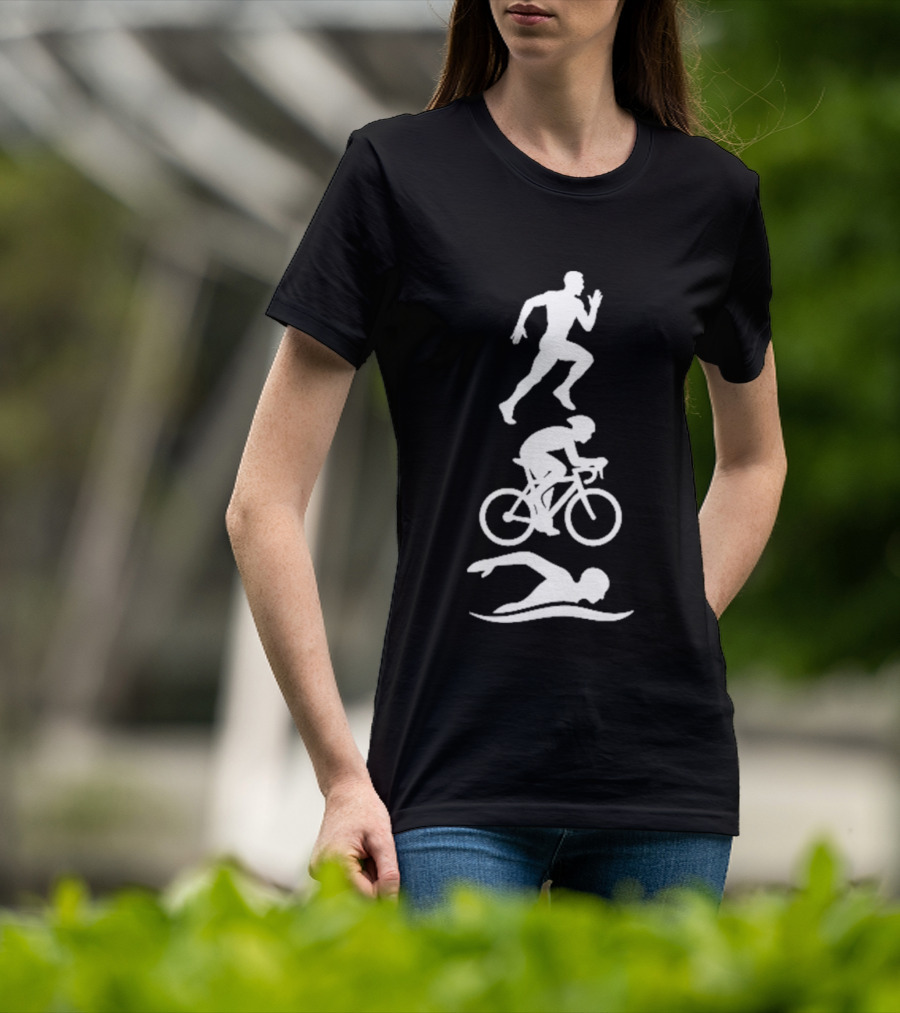 Triathlete Swim Bike Run Iconic Silhouette Athlete Training T-Shirt