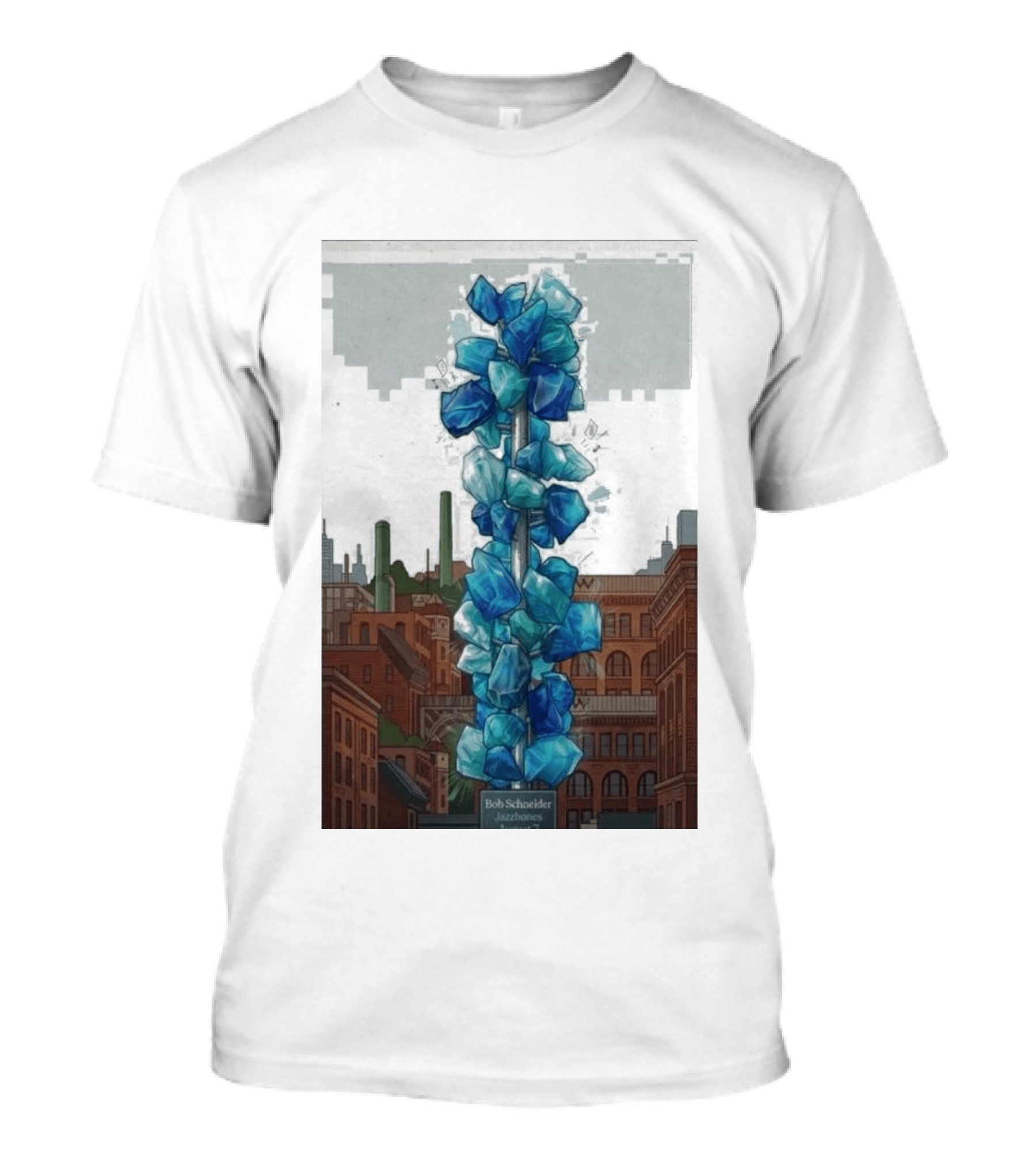 Bob Schneider Jazzbones Tacoma Washington August 7 2026 Blue Crystal Cityscape T-Shirt