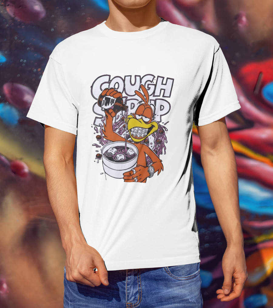 Cough Syrup Toucan Purple Drink Ice Braces Cartoon T-Shirt