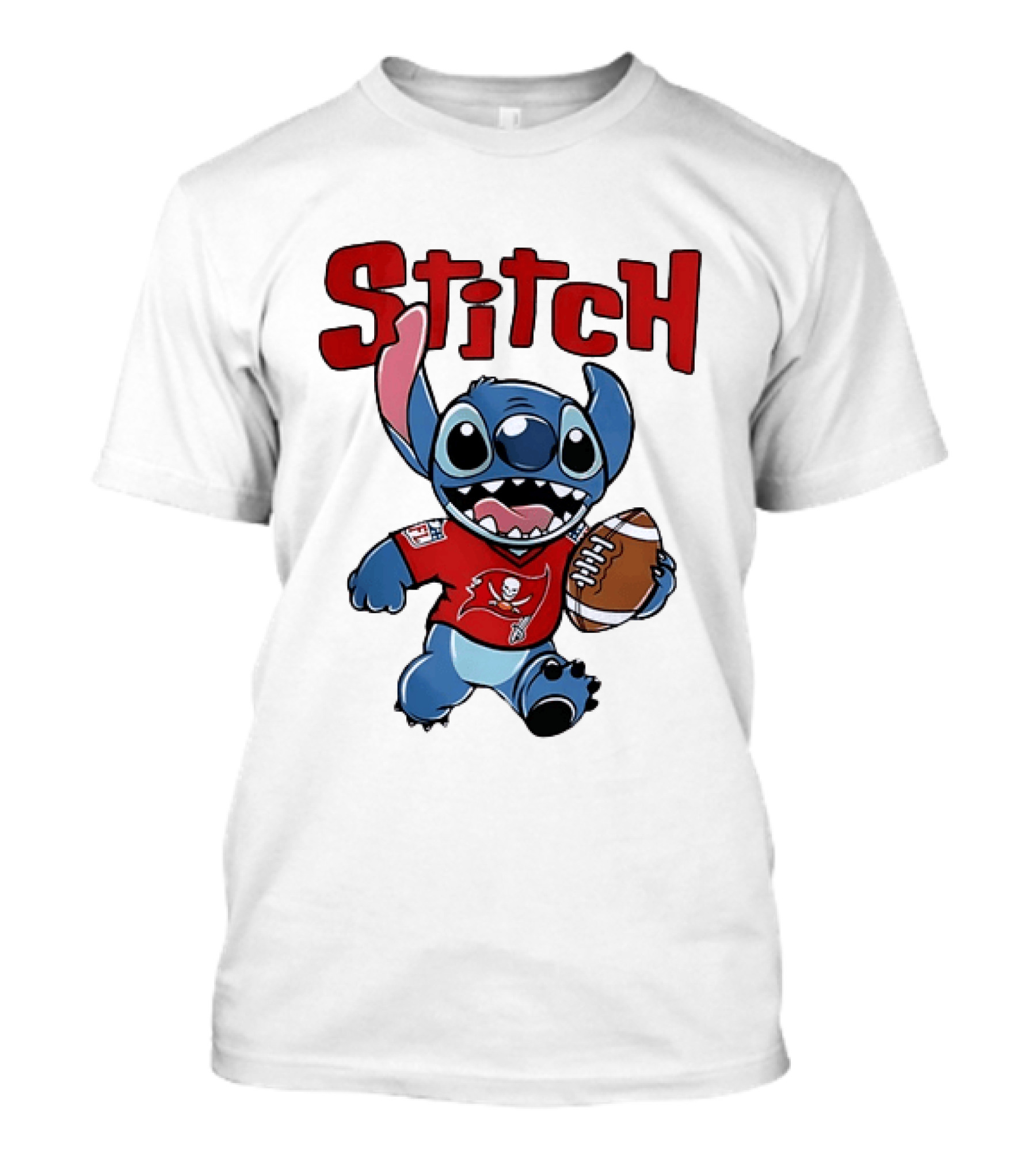 Stitch Tampa Bay Buccaneers Football Character Wearing Team Jersey T-Shirt