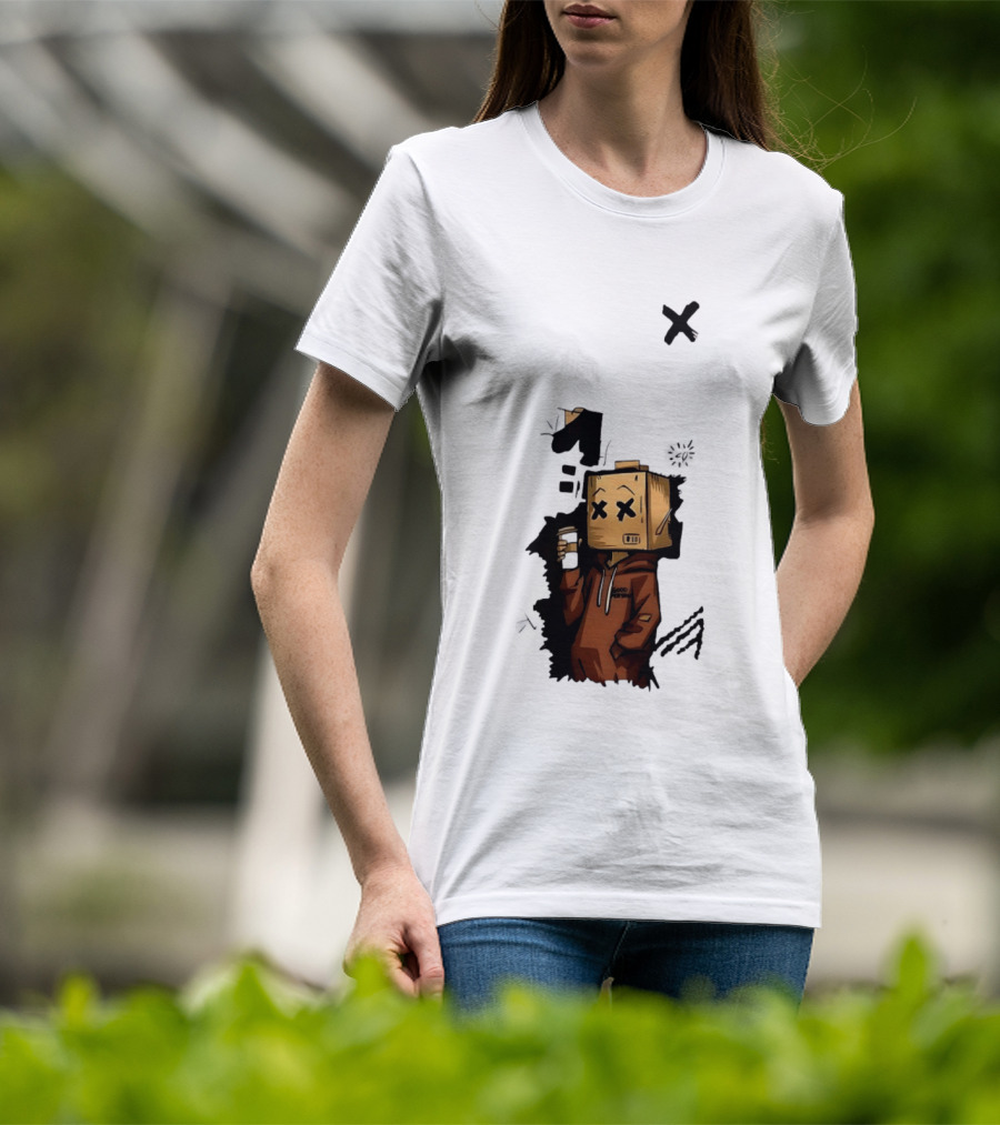 Good Person Box Head Drinking Coffee T-Shirt
