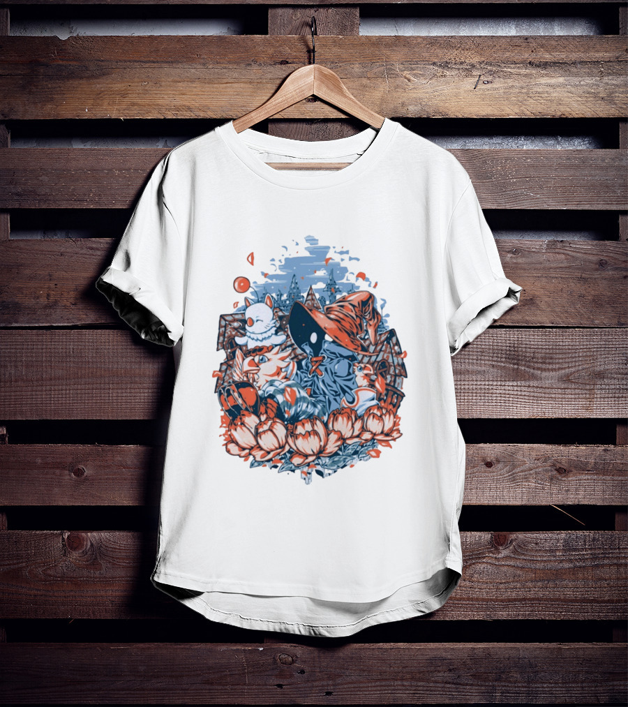 Vivi Ornitier Moogles Chocobos Day Of Calm Fantasy Blossom Scene T-Shirt
