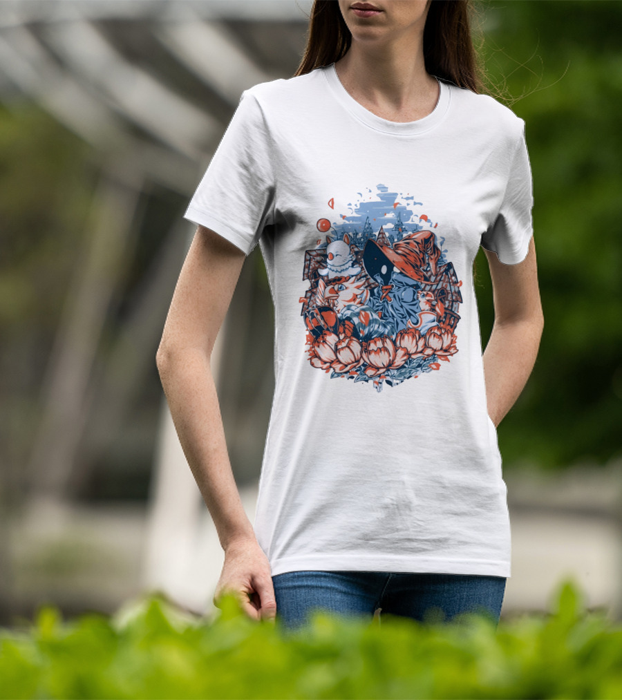 Vivi Ornitier Moogles Chocobos Day Of Calm Fantasy Blossom Scene T-Shirt